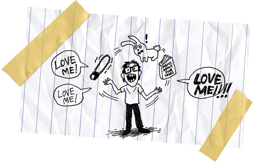 Cartoon from printed page 6 of the novel.
