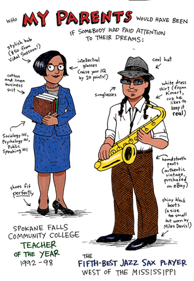 Cartoon from printed page 12 of the novel.