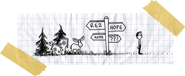 Cartoon from printed page 43 of the novel.