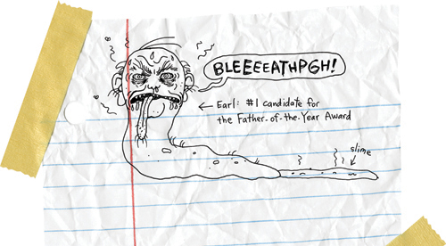 Cartoon from printed page 110 of the novel.