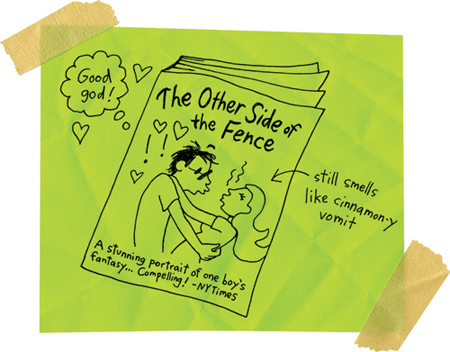 Cartoon from printed page 110 of the novel.