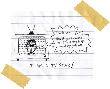 Cartoon from printed page 187 of the novel.